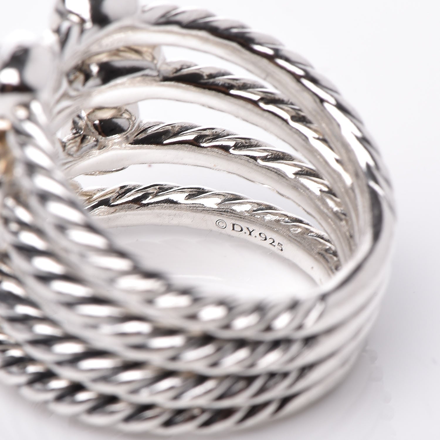 David Yurman Sterling Silver Diamond Confetti 4 Row Ring 53 6.5 5 of 5