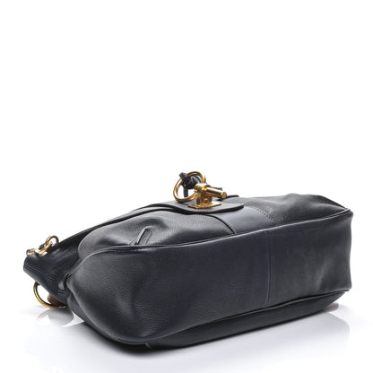 Chloe Grained Lambskin Calfskin Medium Lexa Shoulder Bag Navy 4 of 6