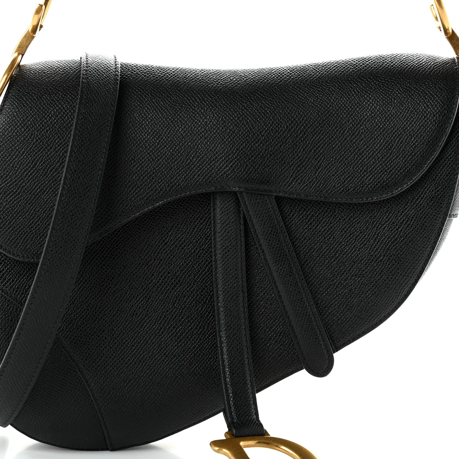 Christian Dior Grained Calfskin Saddle Bag With Strap Black 8 of 11