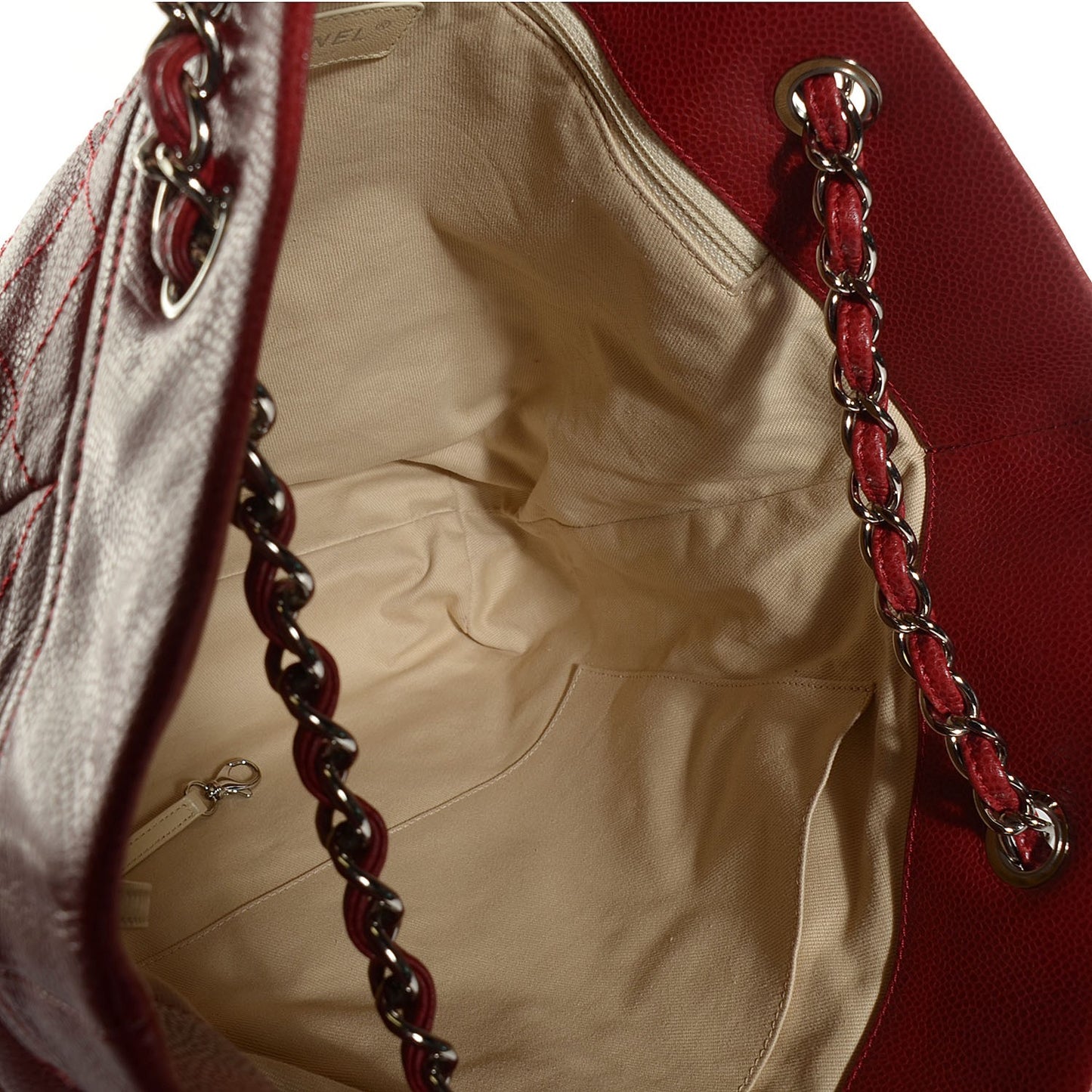 Soft Caviar Large Timeless CC Shoulder Bag Red