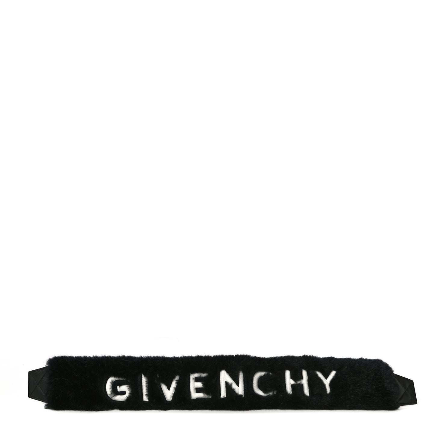 Faux Fur Logo Bag Strap Black
