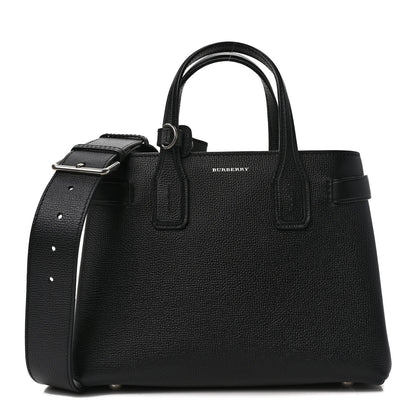 Burberry Grainy Calfskin House Check Small Banner Tote Black 1 of 11