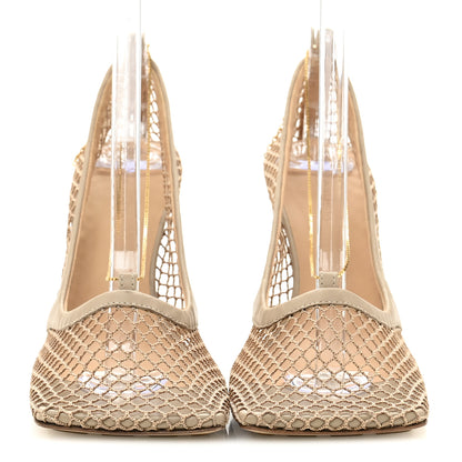 Bottega Veneta Mesh Calfskin Chain Stretch Pumps 39 Beige 3 of 10