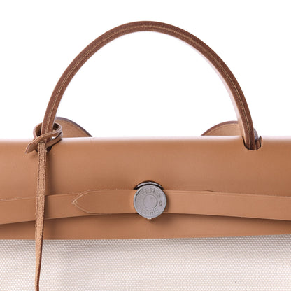 Hermes Toile Goeland Viking Vache Hunter Herbag Zip 31 PM Ecru Pelouse 11 of 12