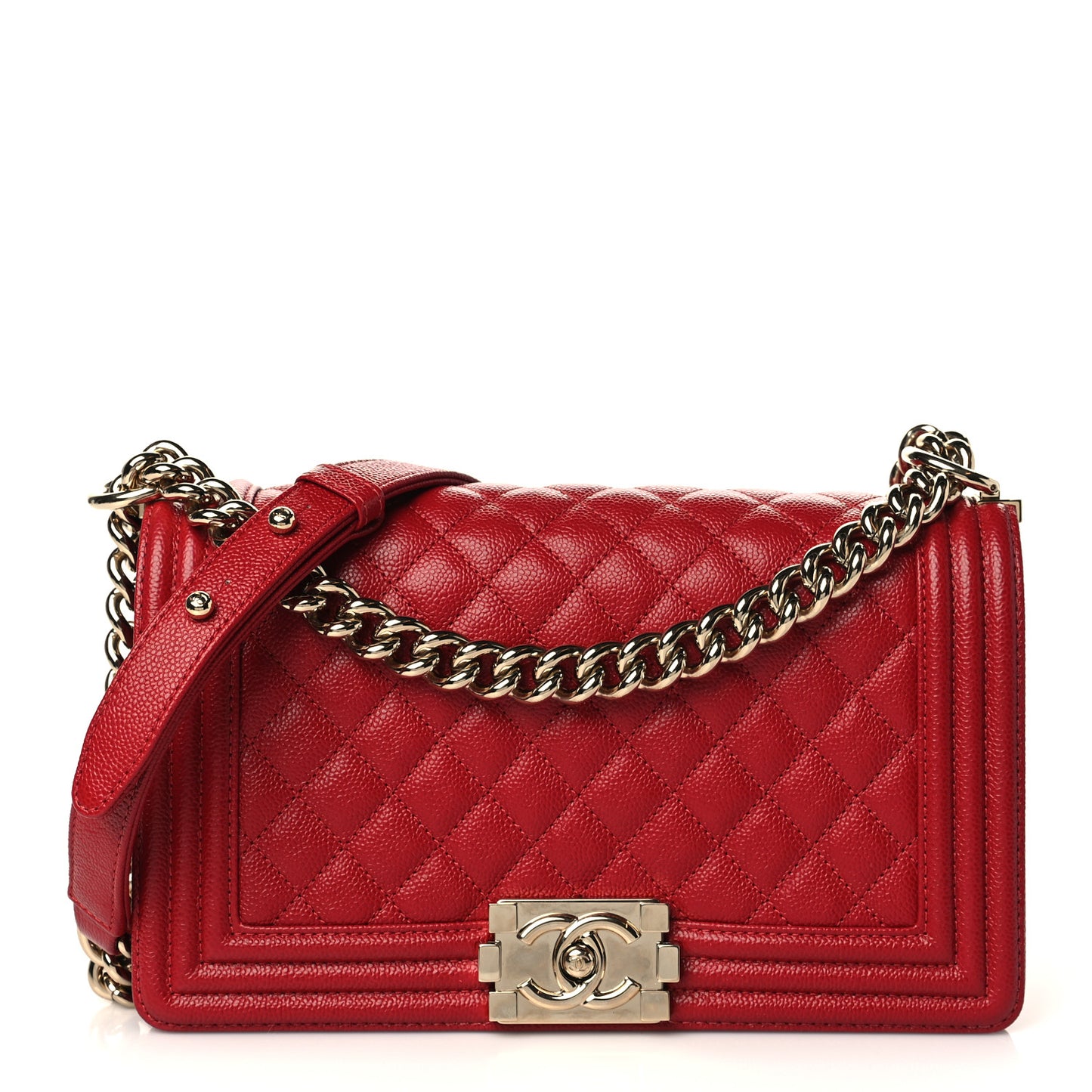 Caviar Quilted Medium Boy Flap Red