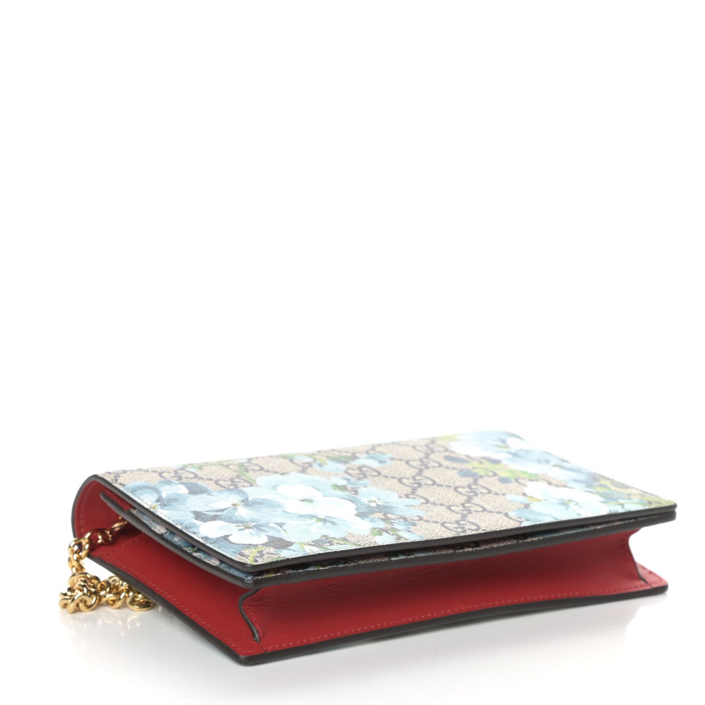 GG Supreme Monogram Blooms Chain Wallet Blue