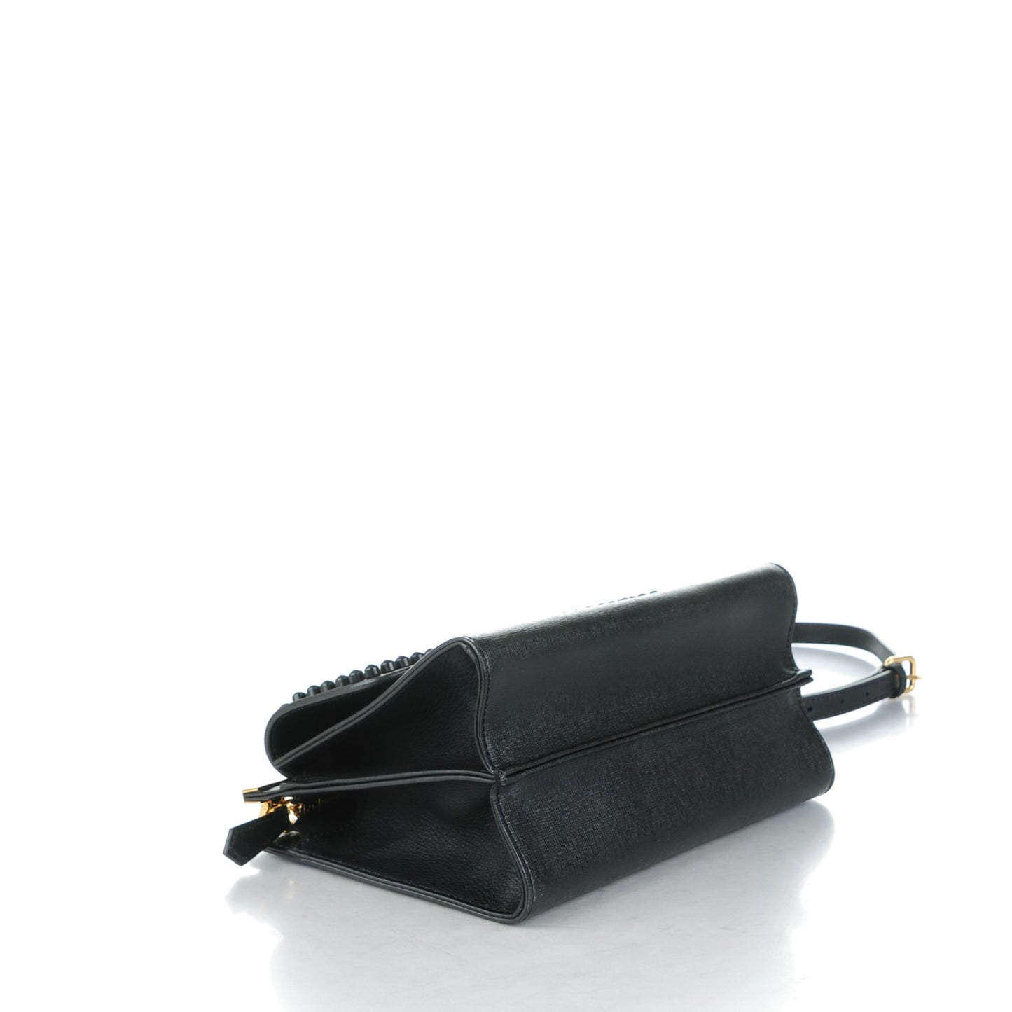 Vitello Elite Studded Monster Mini Demi Jour Shoulder Bag Black