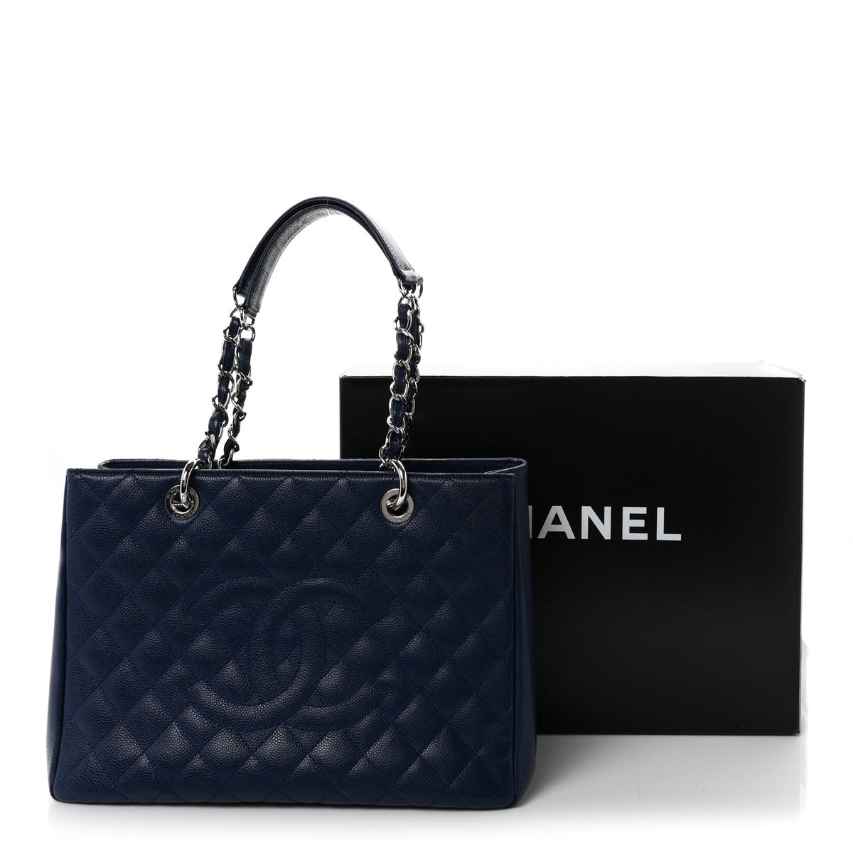 Chanel Caviar Quilted Grand Shopping Tote GST Dark Navy Blue 11 of 11