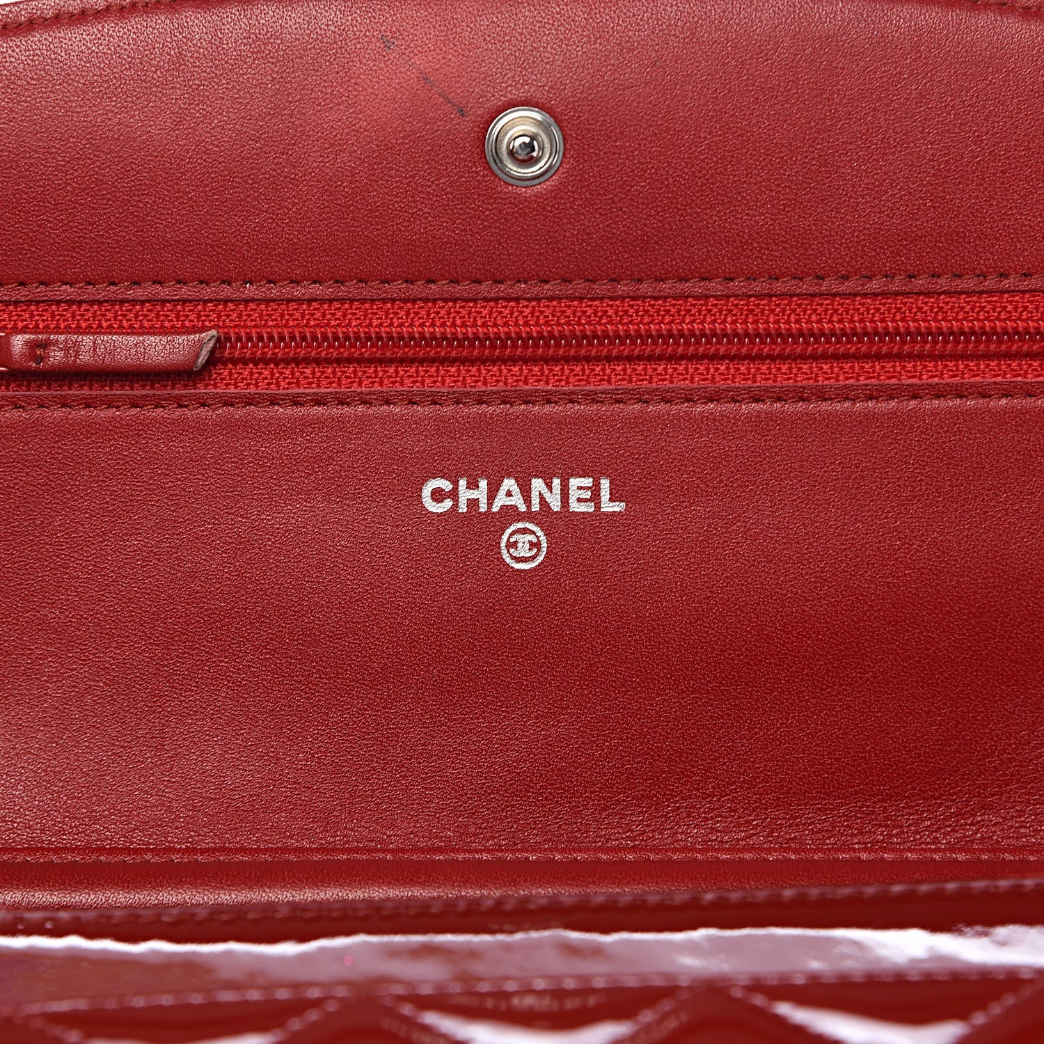 Chanel Patent Quilted Brilliant Wallet On Chain WOC Red 6 of 13