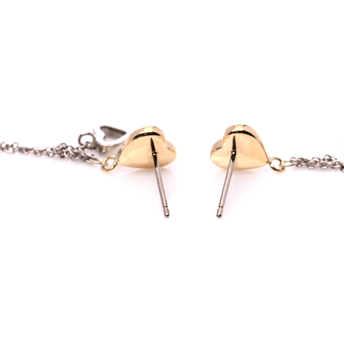 18K Yellow Gold White Gold Multi Heart Drop Earrings