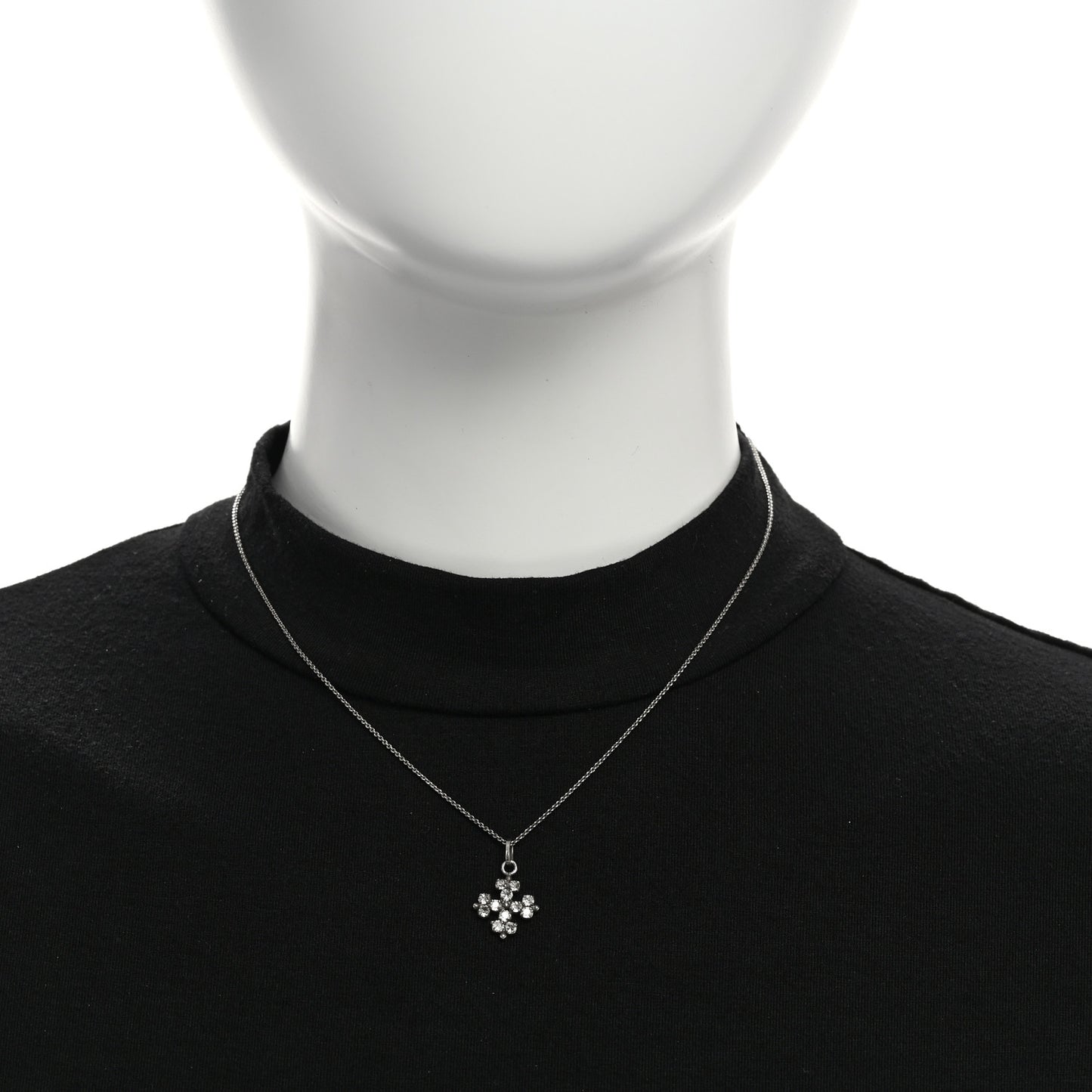 Metal Crystal Cross Pendant Necklace Silver