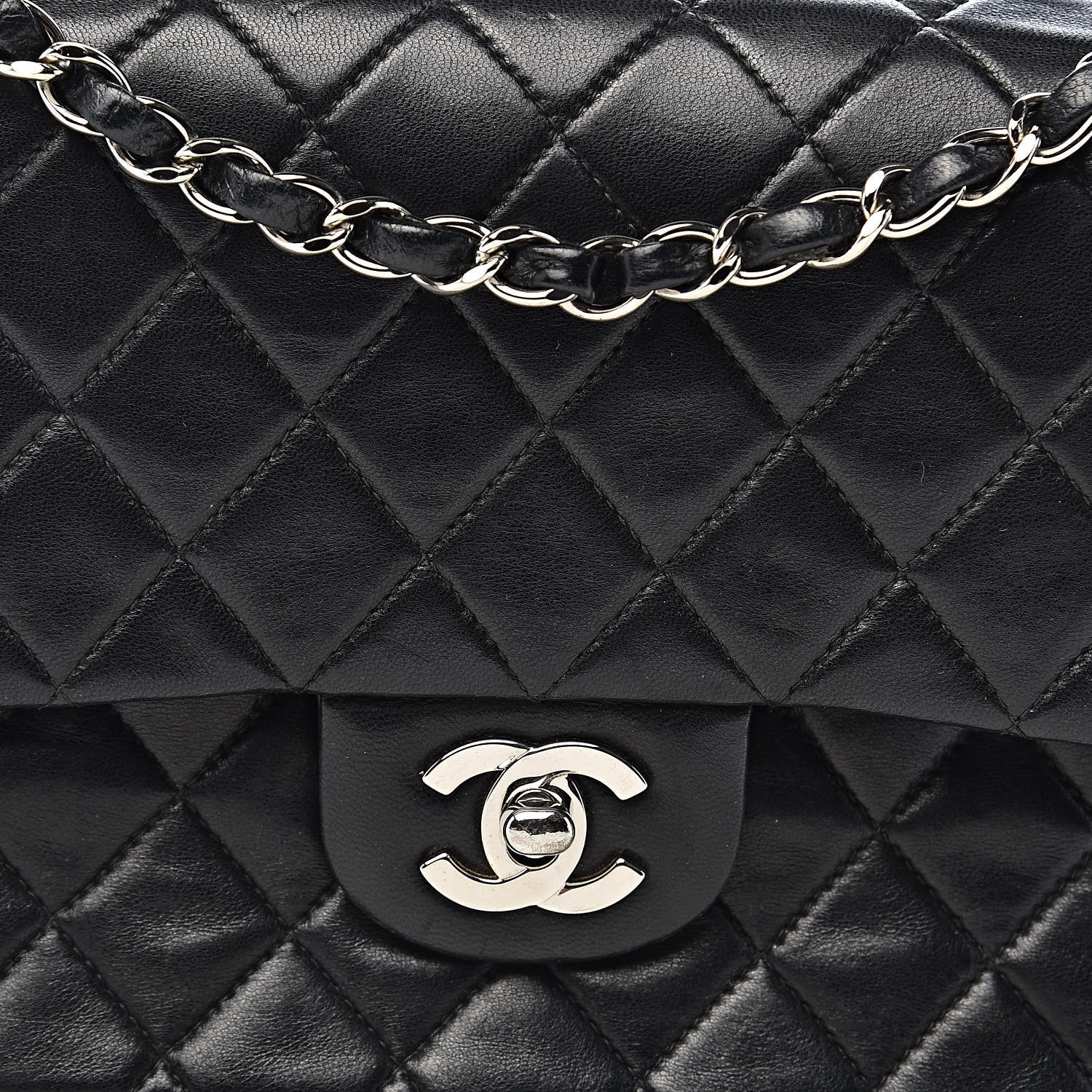 Chanel Lambskin Quilted Medium Double Flap Black 16 of 16