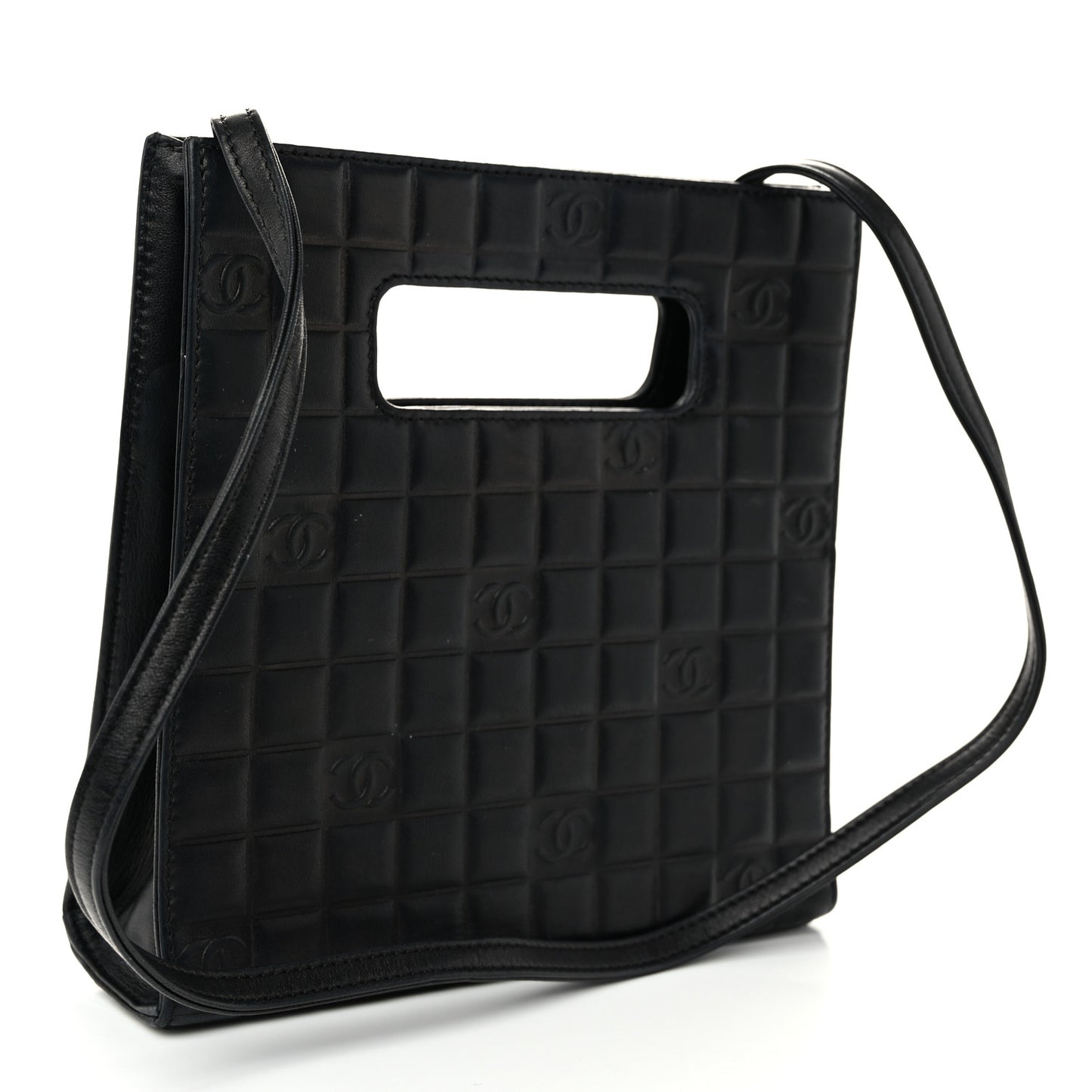 Lambskin CC Chocolate Bar Quilted Tote Black