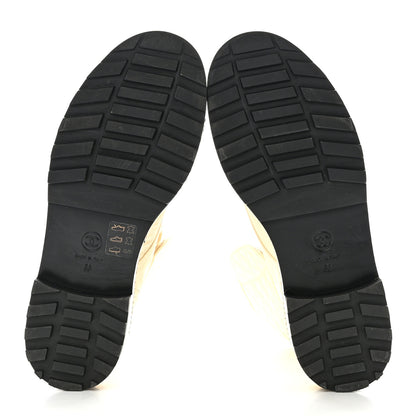 Chanel Lambskin Pearl Chain CC Combat Boots 38 Ivory Black 5 of 11