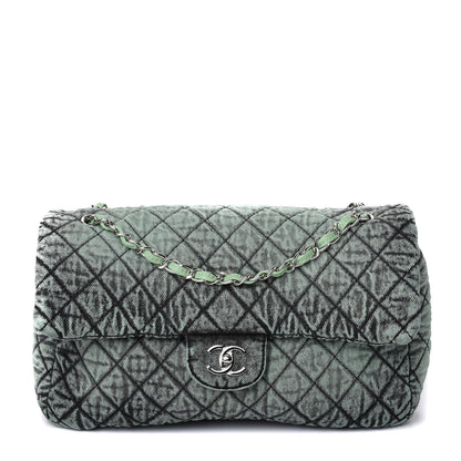 Chanel Denim Quilted Denimpression Flap Green Black 1 of 9