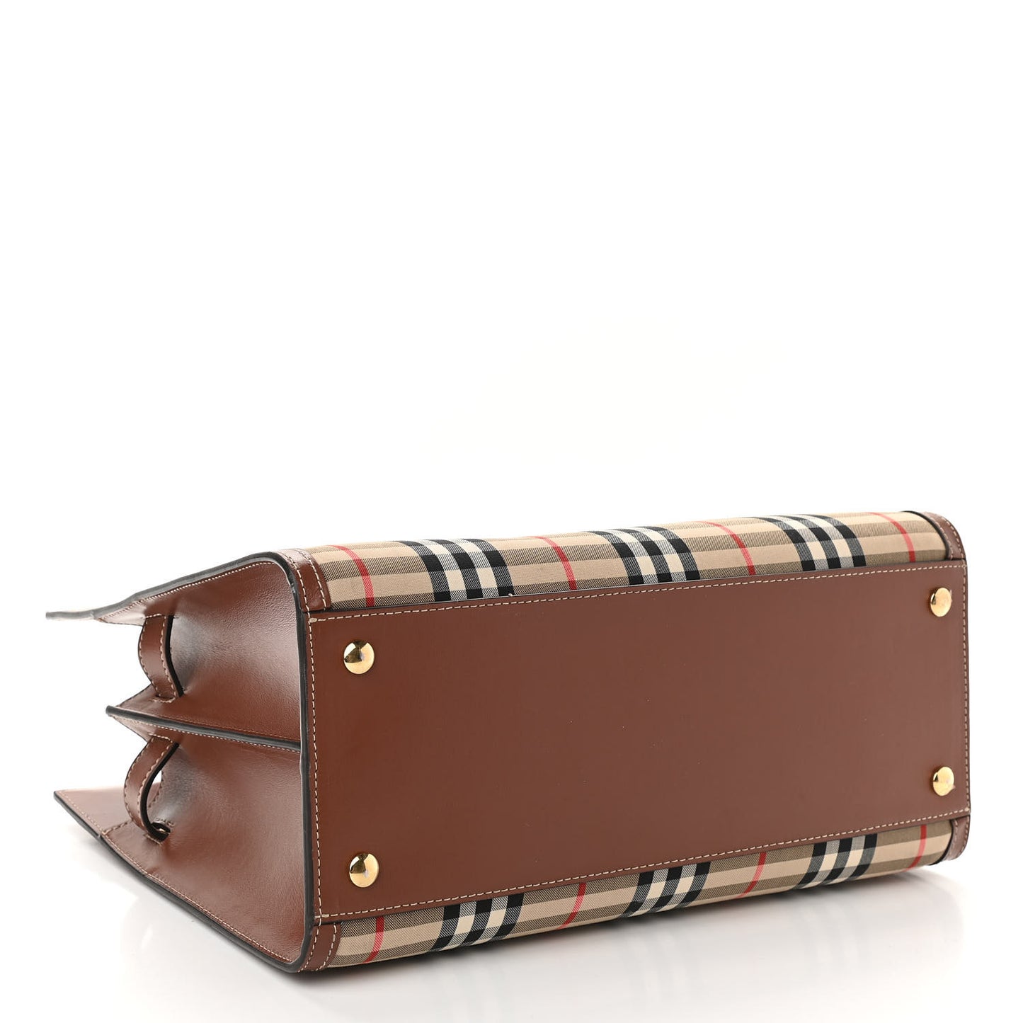 Calfskin Vintage Check Two Handle Title Bag Archive Beige