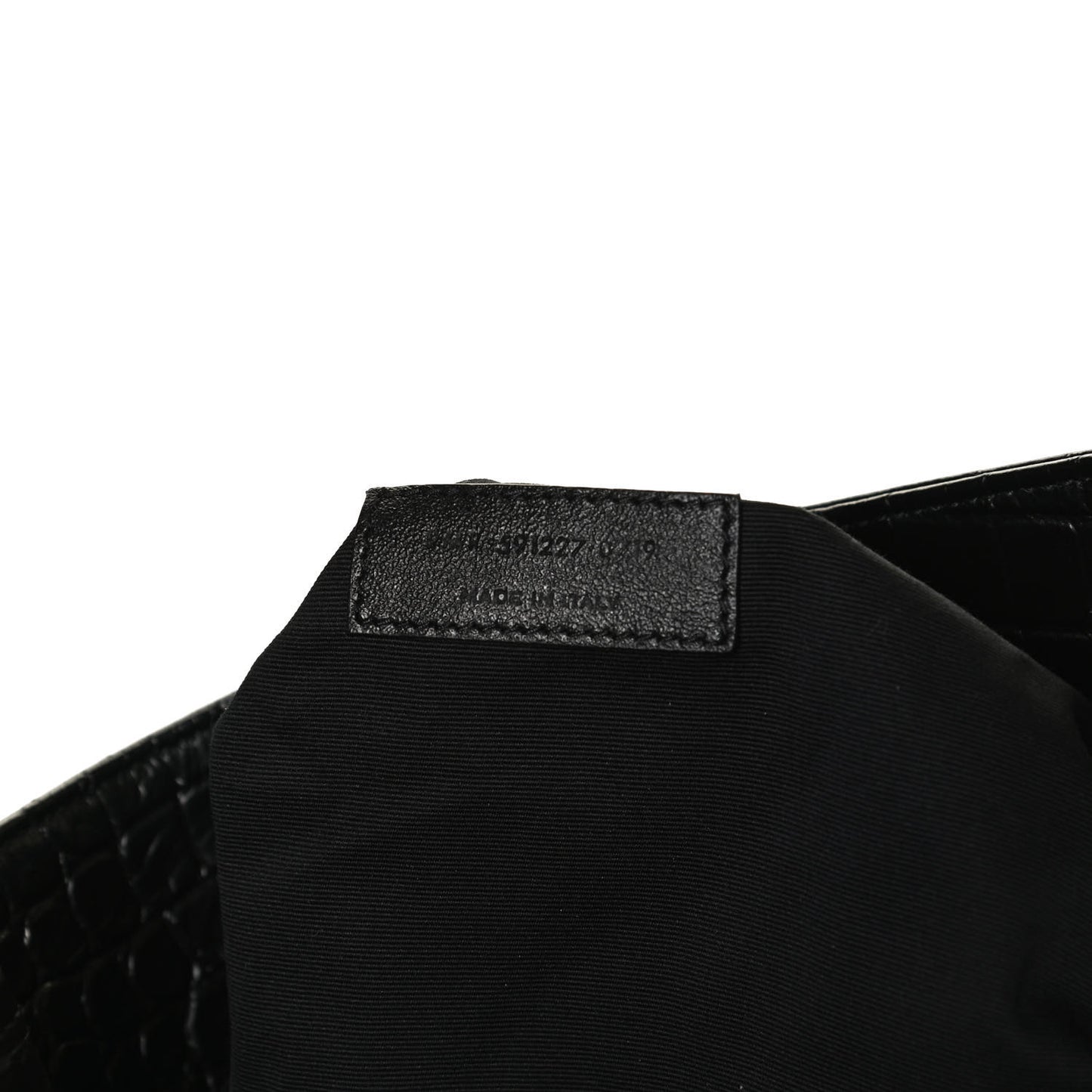 Calfskin Crocodile Embossed Monogram Large Niki Shopping Bag Black