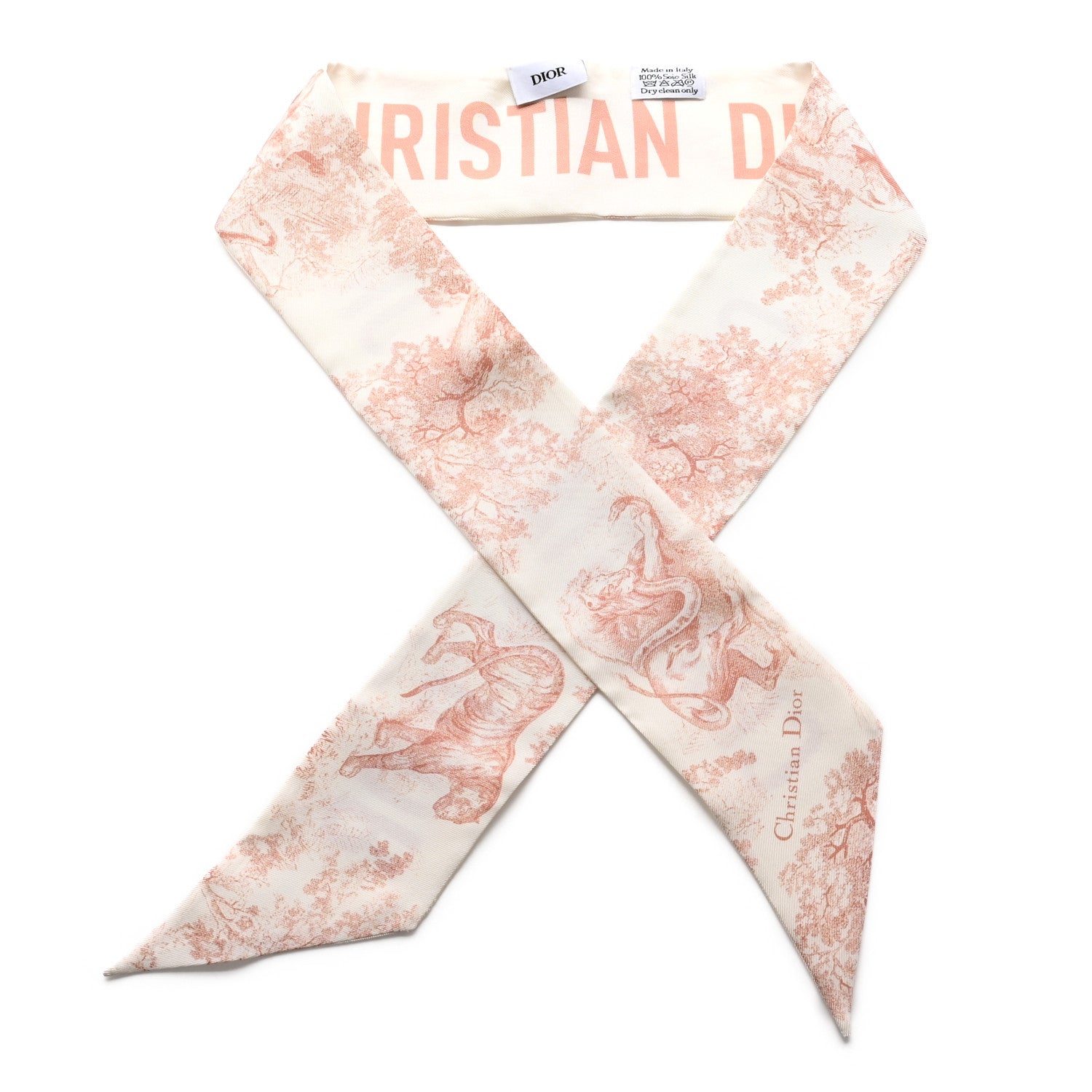 Christian Dior Silk Toile De Jouy Mitzah Scarf Pink 1 of 3