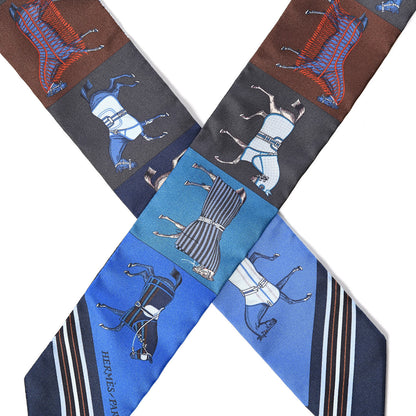 Hermes Silk Couvertures Nouvelles Twilly Marine Noisette Ciel 4 of 5