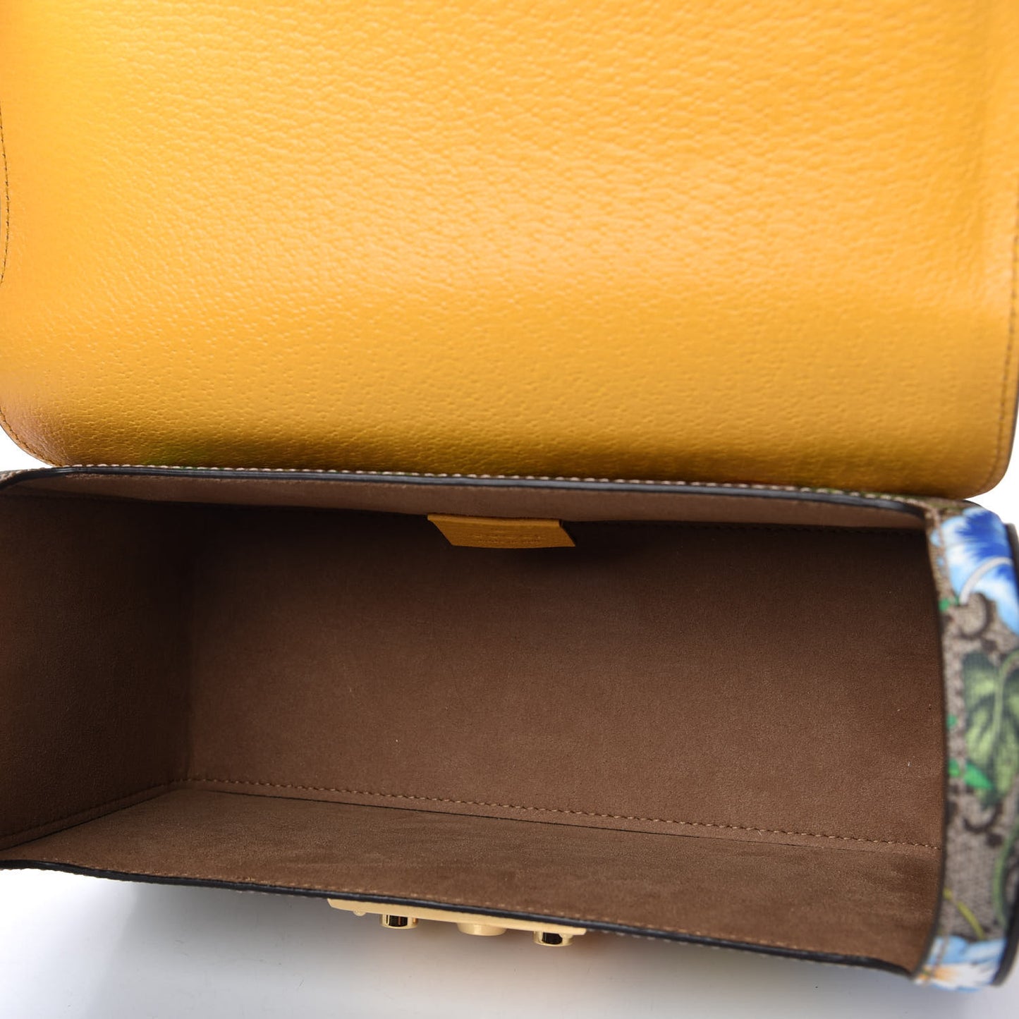 GG Supreme Monogram Flora Small Padlock Bamboo Shoulder Bag Beige Multicolor Crop