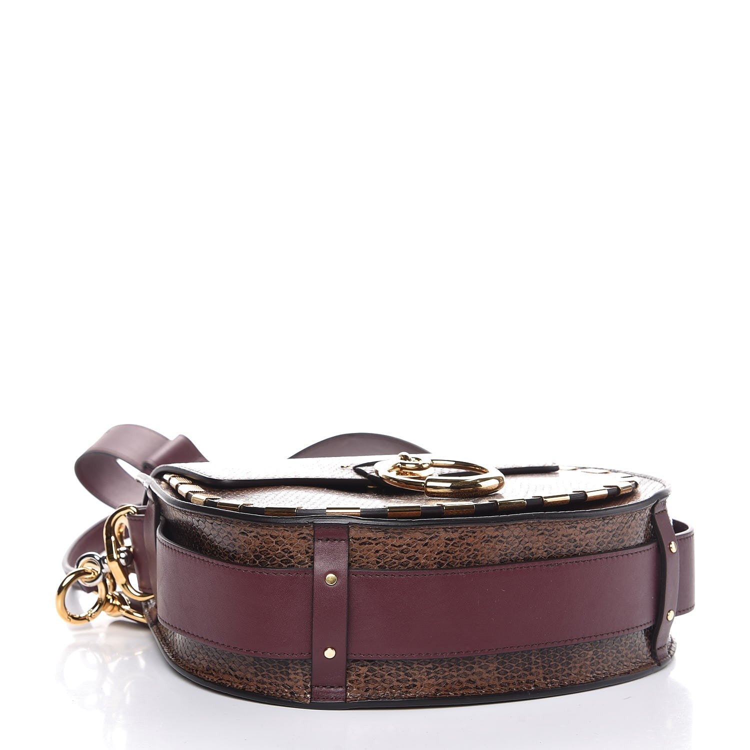 Chloe Calfskin Watersnake Embossed Large Tess Bag Coconut Brown 4 of 6