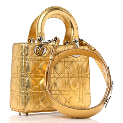 Christian Dior Metallic Grained Calfskin Cannage Small Lucky Badges My Lady Dior Gold 3 of 11