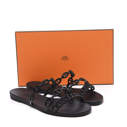Hermes Rubber Chaine d'Ancre Rivage Sandals 37 Black 10 of 10