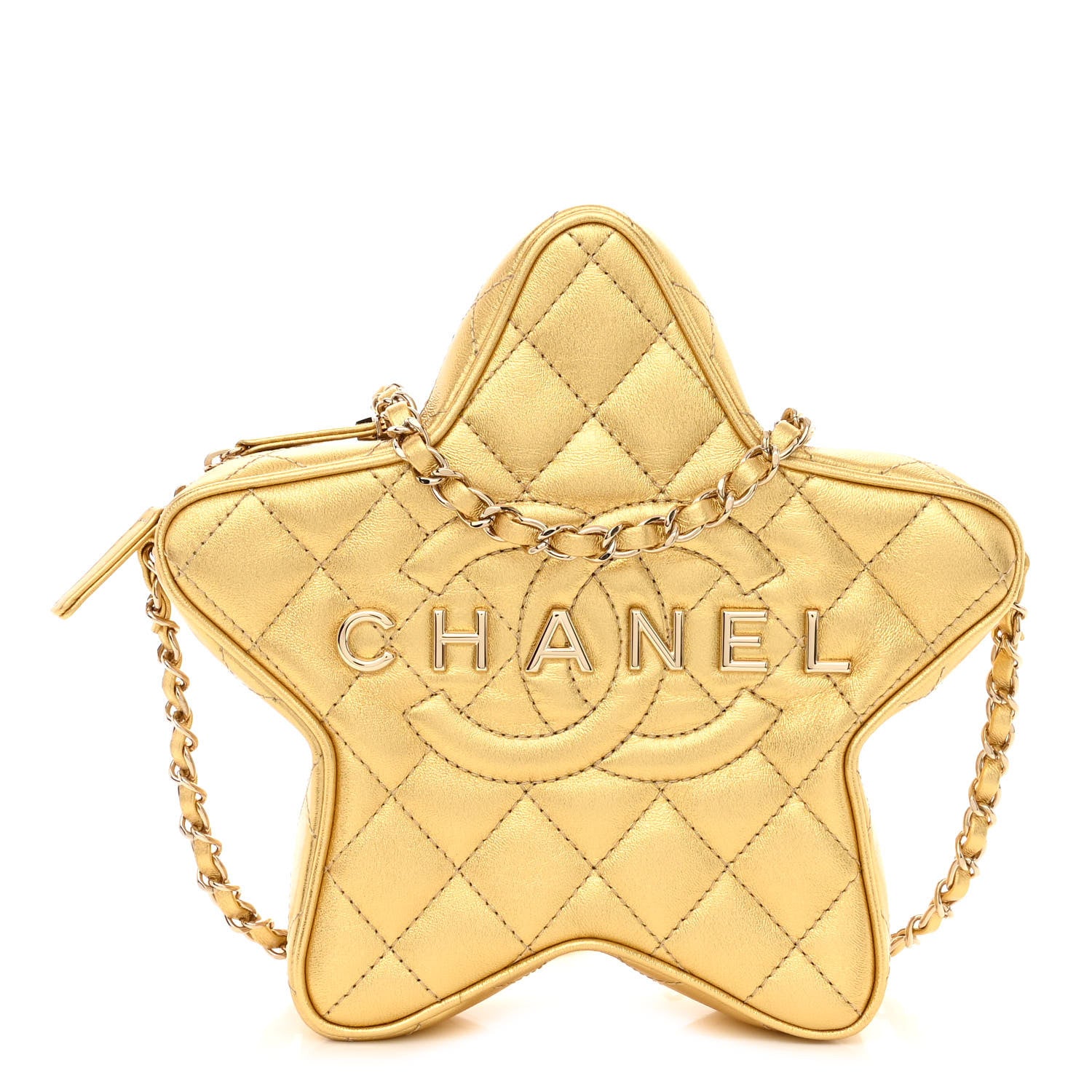 Chanel Metallic Lambskin Quilted Walk Of Fame Star Bag Gold 1 of 11