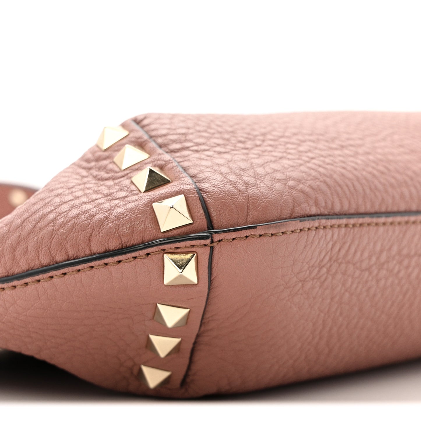 Pebbled Calfskin Small Rockstud Flip Lock Hobo Dark Nude