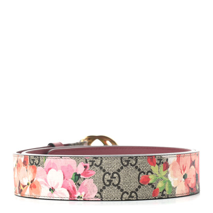 Gucci GG Supreme Monogram Blooms Moon Calfskin Interlocking G 37mm Belt 95 38 Beige Ebony Multicolor Dry Rose 2 of 5