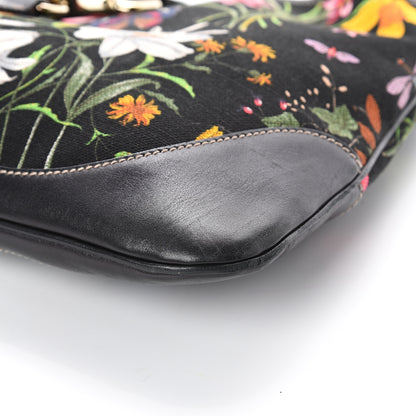 Gucci Canvas Floral Flora Medium Jackie O Bouvier Hobo Black 8 of 8