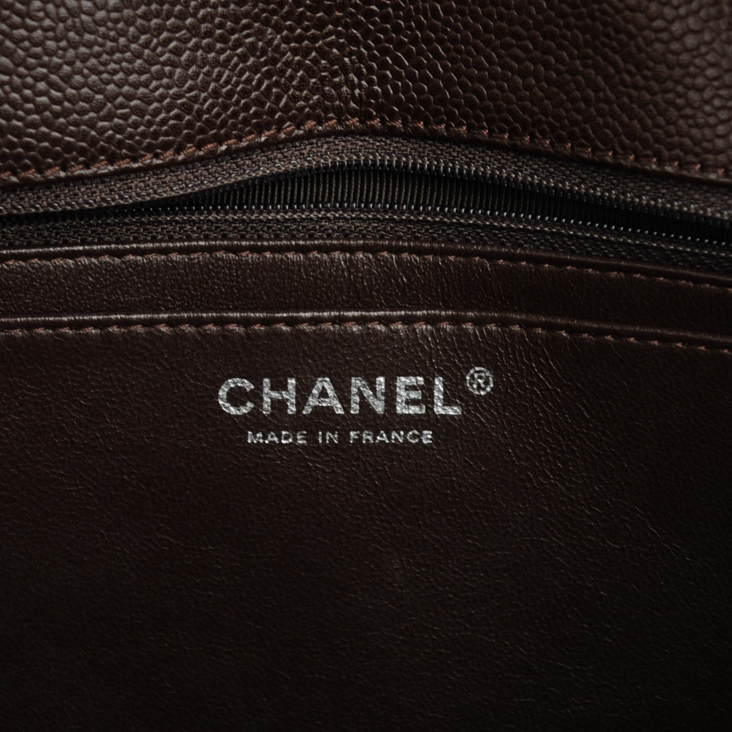 Caviar Quilted Jumbo Single Flap Dark Brown