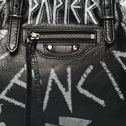 Balenciaga Agneau Graffiti Papier A6 Zip Around Tote Black White 9 of 11