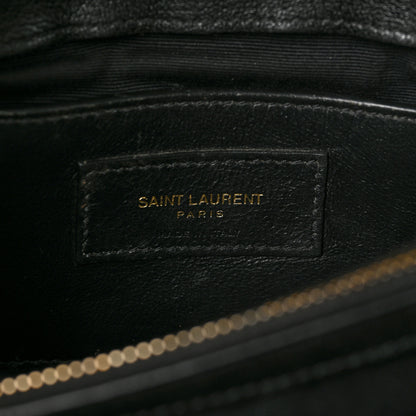 Saint Laurent Sheepskin Matelasse Chevron Monogram Medium College Bag Black 6 of 19