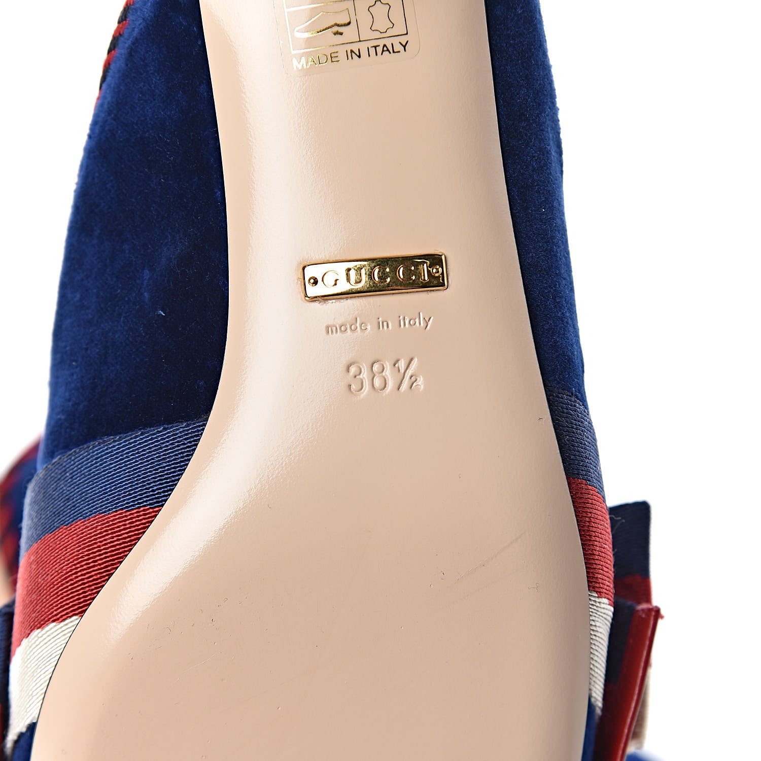 Gucci Velvet Crystal Sylvie Bow Mules 38.5 Blue 6 of 9