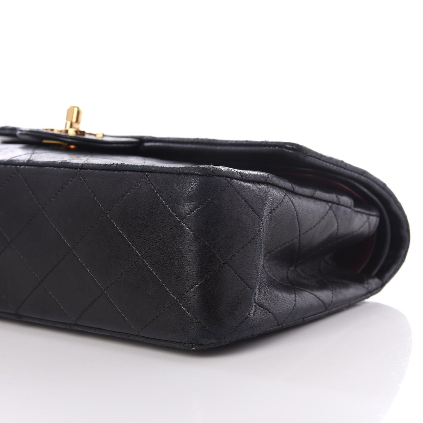 Lambskin Quilted Medium Double Flap Black