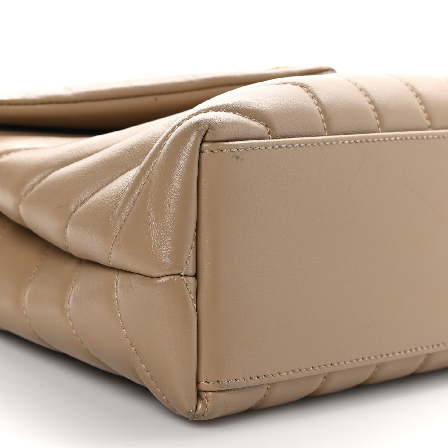 Calfskin Y Quilted Monogram Small Loulou Chain Satchel Dark Beige