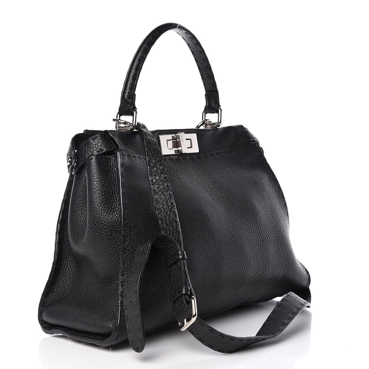 Cuoio Romano Selleria Bi-Color Medium Peekaboo Iconic Satchel Black Mou