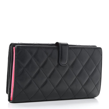 Chanel Calfskin Quilted Cambon Long Double Wallet Black 3 of 13