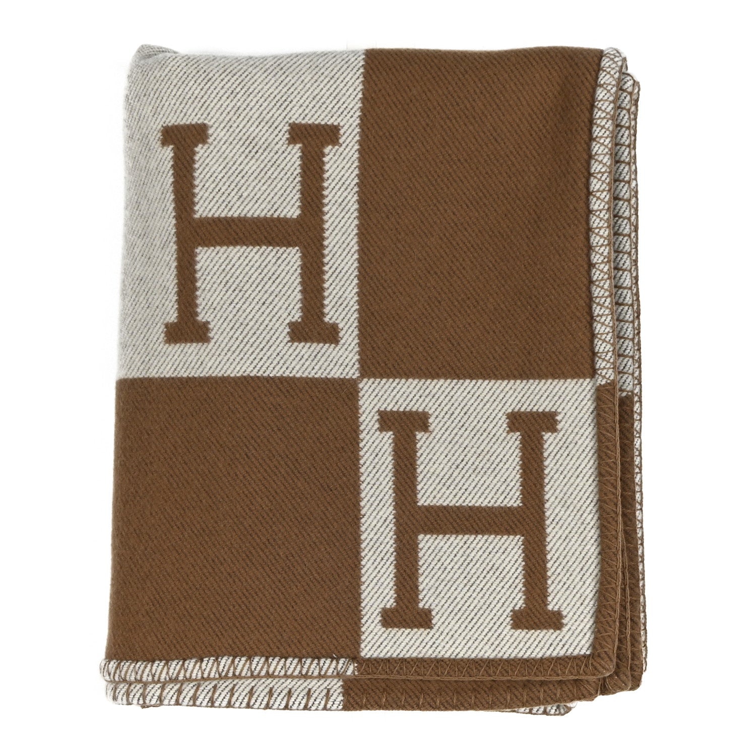 Hermes Wool Cashmere Avalon Blanket Ecru Camel 1 of 3