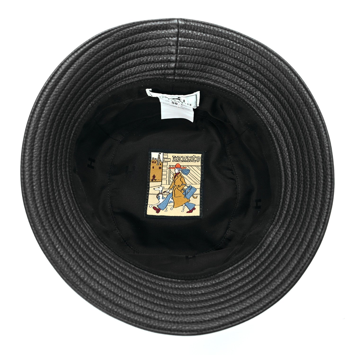 Hermes Cerf Deerskin Calvi Bucket Hat 58 Black 6 of 7