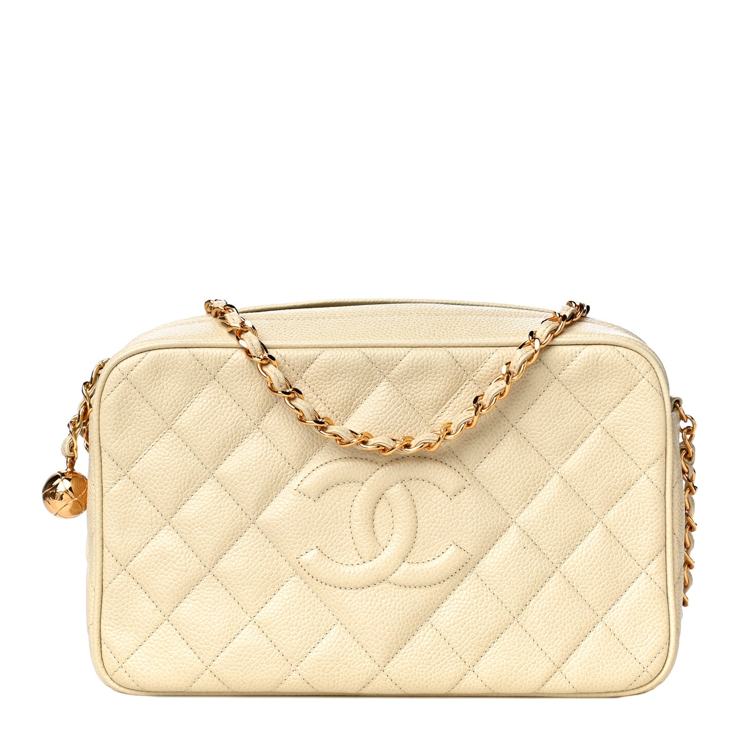 Caviar Quilted CC Camera Case Light Beige