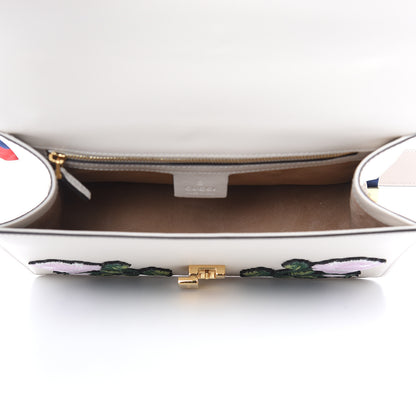 Gucci Calfskin Embroidered Small Sylvie Shoulder Bag White 6 of 11