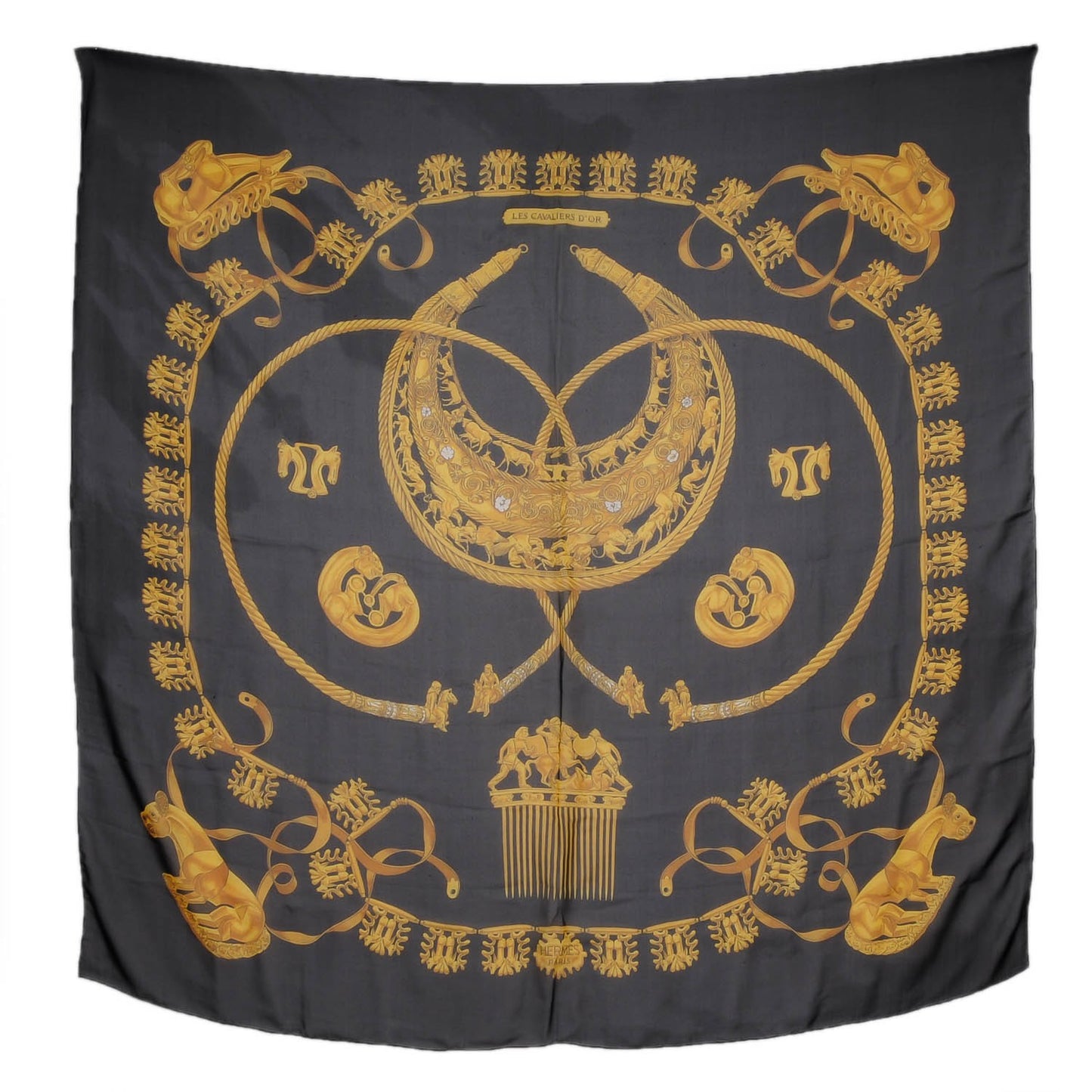 Silk Mousseline Les Cavaliers D'Or Scarf 140