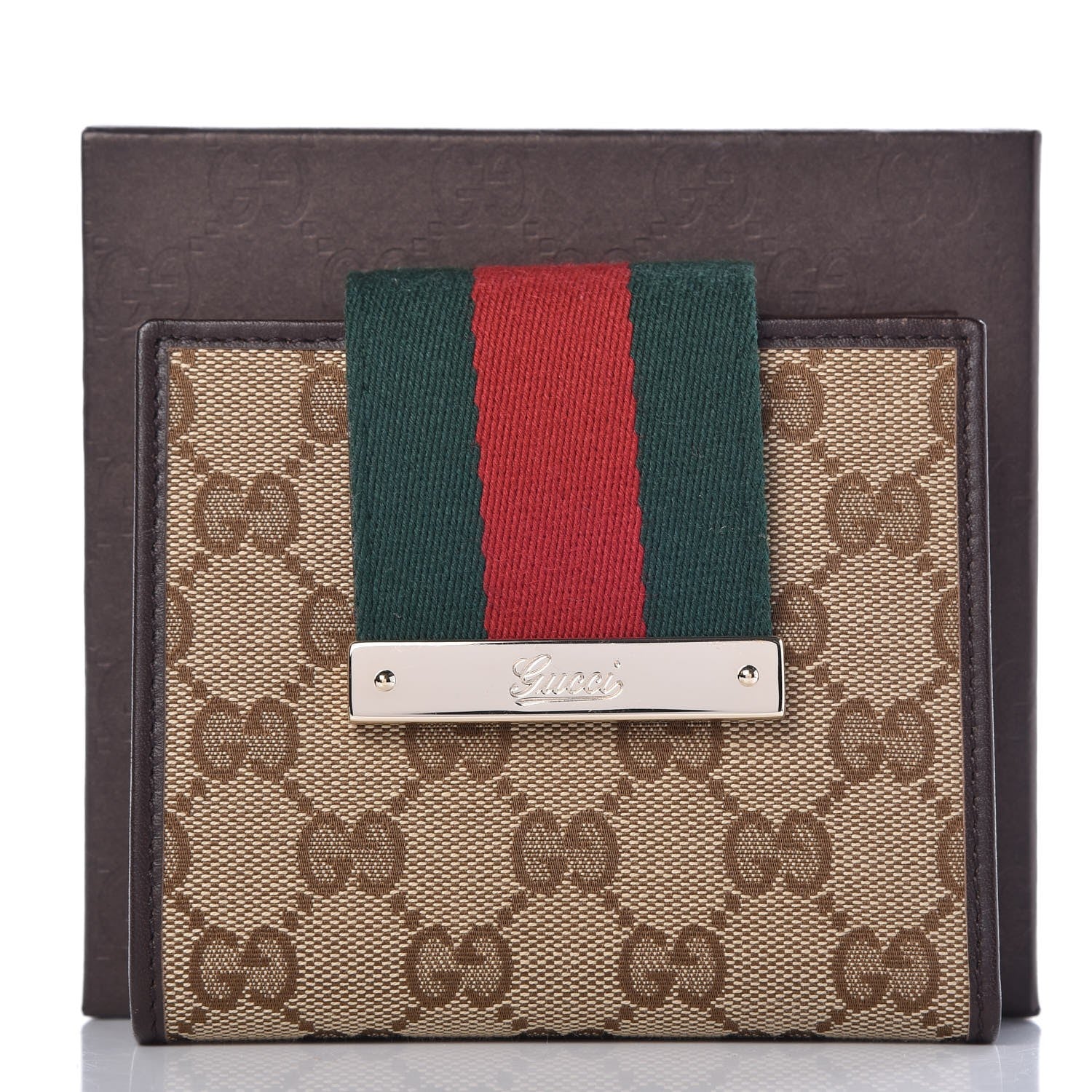 Gucci Monogram Web Ladies Web French Wallet Brown 7 of 7