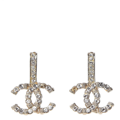 Chanel Metal Crystal CC Drop Earrings Gold 1 of 6