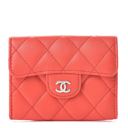 Chanel Lambskin Quilted Flap Card Holder Wallet Red 1 of 9