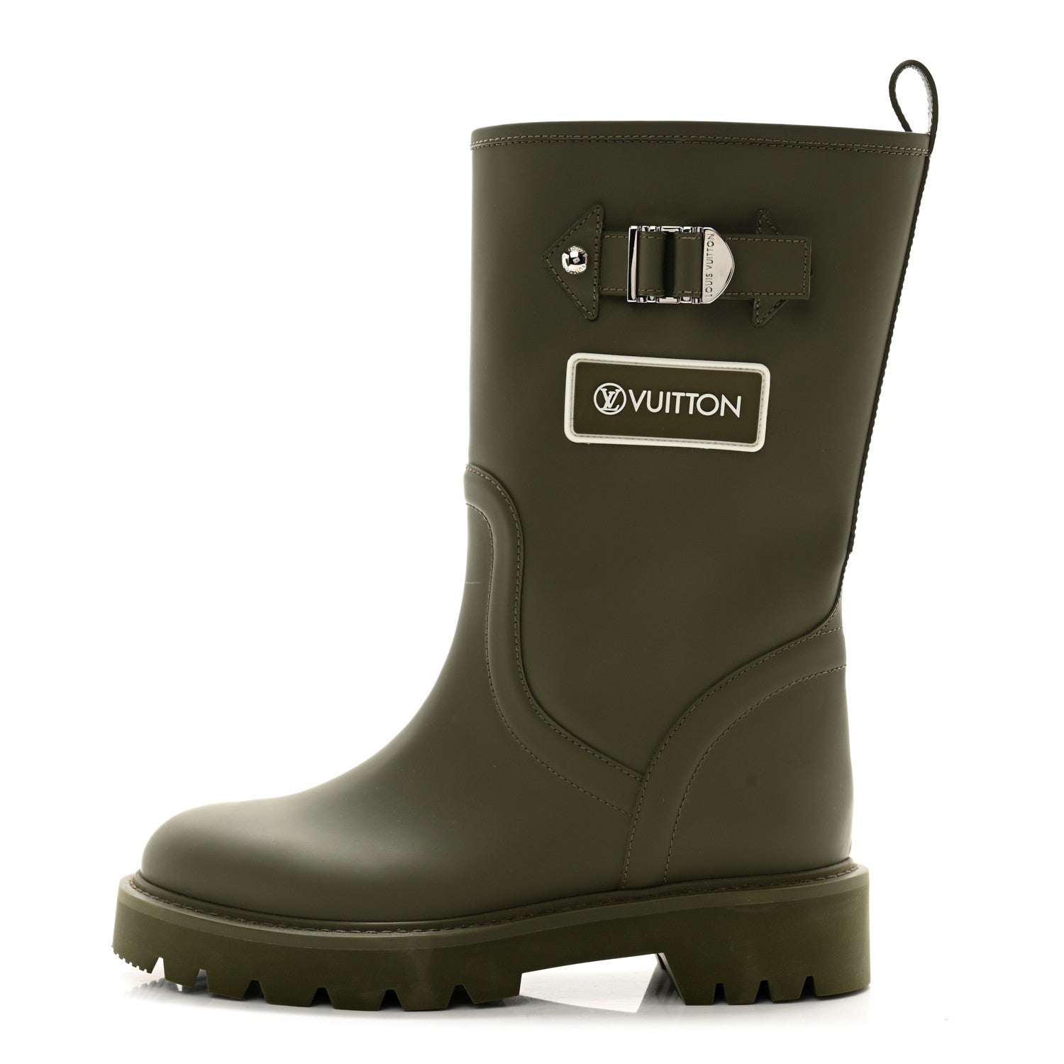 Louis Vuitton Rubber Calfskin Territory Flat Boots 36 Khaki 1 of 11
