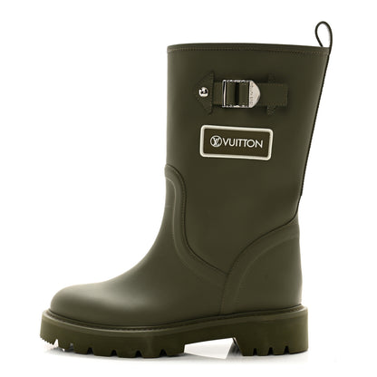 Louis Vuitton Rubber Calfskin Territory Flat Boots 36 Khaki 1 of 11