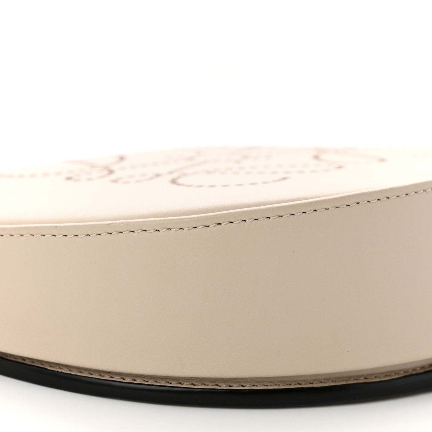 Buffed Calfskin Logo Embossed Small Heel Pouch Light Oat Tan